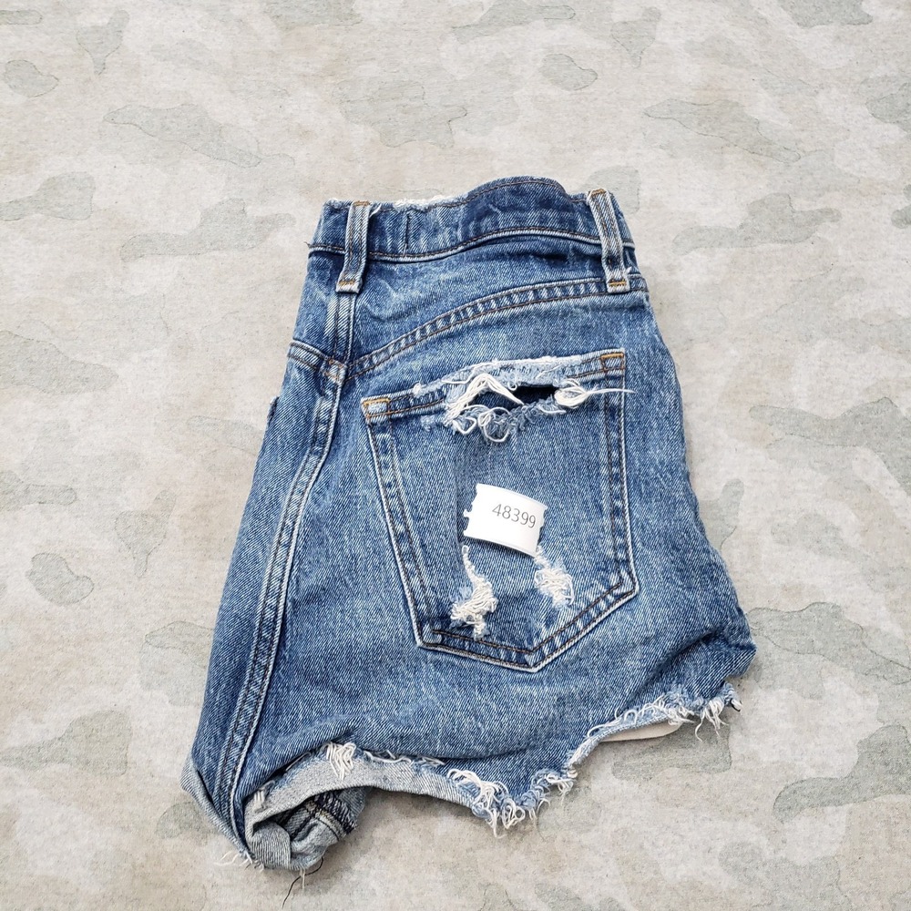 Abercrombie and Fitch Shorts Womens 26/2 Blue High Rise Mom Pockets Denim - Picture 9 of 9